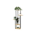 Idmarket ? etag�re � pots de fleurs porte plante 106 cm ? 5 niveaux en m�tal noir et mdf bois clair ? ...