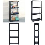 tagre de rangement  4 niveaux noir 61x30, 5x130 cm plastique - tagre de rangement - tagre industrielle ...