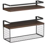 Etag�re et rangement de douche, �tag�res flottantes avec panier de rangement en fil m�tallique, �tag�res ...