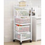 �tag�re de rangement rotative pour cuisine, panier carr� coulissant � 4 niveaux avec roues, �tag�re de ...