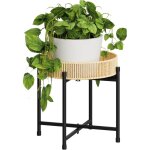 �tag�re ronde pour plantes en rotin tress� � la main, table basse pour petits espaces, support de fleurs ...