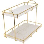 Etagre de salle de bain double dore, tagre de rangement en mtal tanche de grande capacit, tagre ...