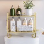 Etag�re sup�rieure pour toilettes, rangement au - dessus des toilettes, �tag�re � 2 niveaux pour �conomiser ...