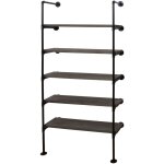 Étagère sur pied bibliothèque rangement design industriel en bois gris - marron et métal 165x80x28 cm ... Étagère sur pied bibliothèque rangement design industriel en bois gris - marron et métal 165x80x28 cm ...