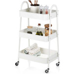 Etagere sur roulettes metal blanc 3 niveaux 44x315x785 cm