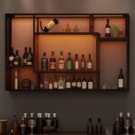 �tag�re � vin en m�tal murale avec led, porte - bouteilles mural industrielle 120x80x15 cm, etagere murale ...