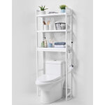 Etagere wc, meuble de rangement au - dessus des toilettes reglable a 3 niveaux, etagere de salle de bain ...