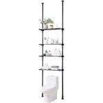 Etagere wc reglable a 4 niveaux, rangement au - dessus des toilettes en acier a faible teneur en carbone, ...