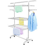 Etendoir  linge, etendage  linge, 3 tagres, blanc, avec des ailes et une barre suprieure tendue, ...