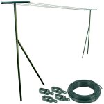 Etendoir � linge ext�rieur de jardin - longueur max 6m entre poteaux - acier laqu� - 30m de c�bles acier ...