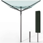 Etendoir a linge exterieur rotatif avec housse de protection et surface etendage 50m gris