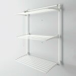 tendoir  linge mural, tendoir coulissant avec trois grilles, foxydry tower blanc 128x52x137 cm