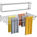 �tendoir � linge mural r�tractable pour buanderie / tour de salle de bain, facile � installer avec 7 ...