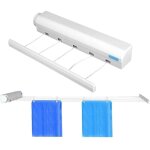 Etendoir mural extensible, sechoir linge mural avec 5 fils de 3, 75 mtres, etendoir a linge pour intrieur ...