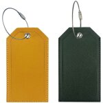 �tiquettes � bagages en cuir pour hommes et femmes, avec rabat arri�re int�gral et anneaux en acier - ...