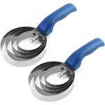 Etrille double face, brosse cheval, 4 anneaux, avec manche soft touch 2pcs
