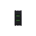 Ettroit prise usb chargeur usb 5v 2. 1a 2 ports usb - a couleur noire compatible avec vimar arke