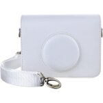 �tui instax mini evo blanc cuir, bandouli�re r�glable, protection appareil photo fuji.