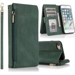 �tui de t�l�phone � rabat en cuir pu r�tro classique pour iphone 7 / 8 / se (vert)