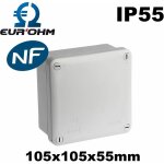 Boîte de dérivation étanche ip55 - 960° - face lisse - dimensions - dim. 105x105x55 avec couvercle bas ... Boîte de dérivation étanche ip55 - 960° - face lisse - dimensions - dim. 105x105x55 avec couvercle bas ...