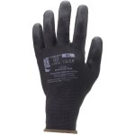 Eurotechnique - lot de 10 paires de gants manutention polyester noir - paume endpu noir taille 8
