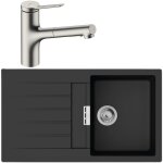 Hansgrohe - evier 1 bac 840 s52 synth�se noir + robinet de cuisine avec douchette zesis m33 150 2 jets ...
