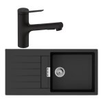 Hansgrohe - evier 1 bac 980 s52 synthse noir + robinet de cuisine avec douchette zesis m33 150 2 jets ...