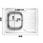 vier 1 bac en acier satin 80x60 avec siphon apollo