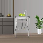 �vier en acier inoxydable, 53 x 38 x 83 cm, avec robinet et tuyau de jardin, table � vaisselle, id�al ...