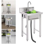 �vier en acier inoxydable �vier de cuisine simple lavabo pour le camping 50x50x93cm