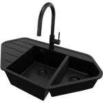Primagran - evier d'angle en granit 90x50cm, lavabo cuisine 1, 5 bacs + kit de vidage + accessoire, Évier ... Primagran - evier d'angle en granit 90x50cm, lavabo cuisine 1, 5 bacs + kit de vidage + accessoire, Évier ...