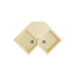 Evier d'angle granit beige kümbad voz 2 bacs Evier d'angle granit beige kümbad voz 2 bacs