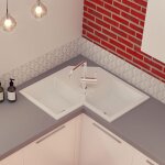 Evier d'angle granit blanc kümbad voz 2 bacs Evier d'angle granit blanc kümbad voz 2 bacs