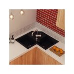 Evier d'angle granit noir kmbad voz 2 bacs