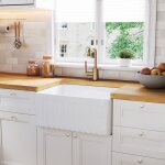 �vier de c�ramique deervalley ? bac profond 60, 5 cm x 45, 5 cm avec rebord int�gr� et accessoires