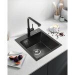 Evier cuisine 1 bac 40x45cm, evier cuisine noir avec siphon et trop - plein, evier inox sous plan, petit ... Evier cuisine 1 bac 40x45cm, evier cuisine noir avec siphon et trop - plein, evier inox sous plan, petit ...