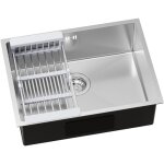 Vier cuisine 1 bac 60x44x20cm vier sous plan argent avec gouttoir panier et ensemble de drainage