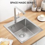 �vier de cuisine en acier inoxydable, 40 x 45 cm, �vier � encastrer, 40 / 45 cm, �vier � poser, bross� ...