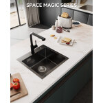 �vier de cuisine en acier inoxydable, 45 x 45 cm, �vier � encastrer, 45 / 45 cm, �vier � poser, noir ...