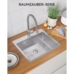 �vier de cuisine en acier inoxydable, 50 x 45 cm, �vier � encastrer, 50 / 45 cm, �vier � poser, bross� ...