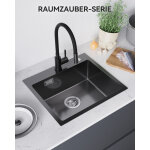 �vier de cuisine en acier inoxydable, 50 x 45 cm, �vier � encastrer, 50 / 45 cm, �vier � poser, noir ...