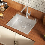 �vier de cuisine en acier inoxydable 54 x 49 cm, � encastrer pour meubles hauts de 60 cm et plus, avec ...