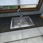Biubiubath - evier de cuisine argent 60x45x20cm 1 bac en inox avec montage en surface et montage encastré ... Biubiubath - evier de cuisine argent 60x45x20cm 1 bac en inox avec montage en surface et montage encastré ...