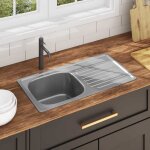 Evier de cuisine, bac � laver - vasque lavabo pour cuisine avec cr�pine et pi�ge acier inoxydable pwfn67233 ...