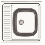 �vier de cuisine carr� � une cuve en acier inoxydable 60x15h cm - samet sa24