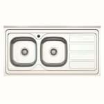 Evier de cuisine � poser deux cuves avec �gouttoir droit 120x60 cm - samet sa46dx