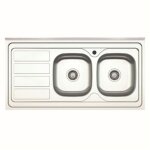 Evier de cuisine  poser deux cuves avec gouttoir  gauche 120x60 cm - samet sa46sx