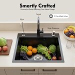 �vier de cuisine encastrable en acier inoxydable - noir - 5045 cm - rectangulaire - 1 bac - avec distributeur ...