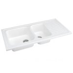 vier de cuisine  encastrer 2 cuves avec gouttoir bac en rsine minrale blanc 120 x 60 cm