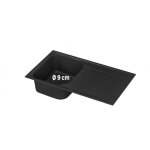 �vier de cuisine � encastrer delinia elbe 1 bac avec �gouttoir quartz et r�sine noir - 82314094